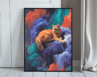 Surreal Cat Art Print Bundle – Dreamy Feline Wall Decor (Digital Download)