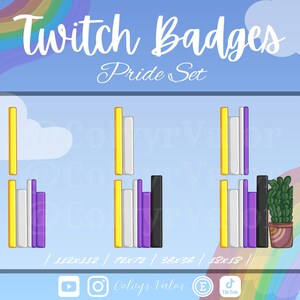 6 Twitch Sub Badges | Non-Binary Pride Badges | Cartoon | Digital Download