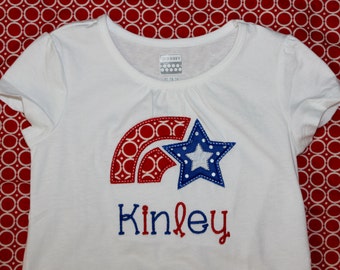 Personalizados apliques estrella Chevron cuarto de julio mono o camiseta