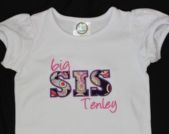 Personalied Big/Little Sister Applique Onesies or Tshirt