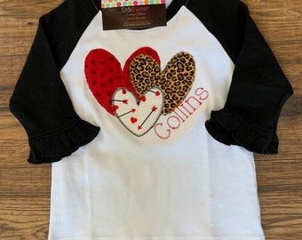 Personalized Triple Heart Valentines Shirt