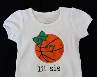 Personalized Lil Sis Girls Basketball Tshirt or Onesie