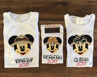 Safari personalizado de Minnie o Mickey Mouse Disney vacaciones camisa