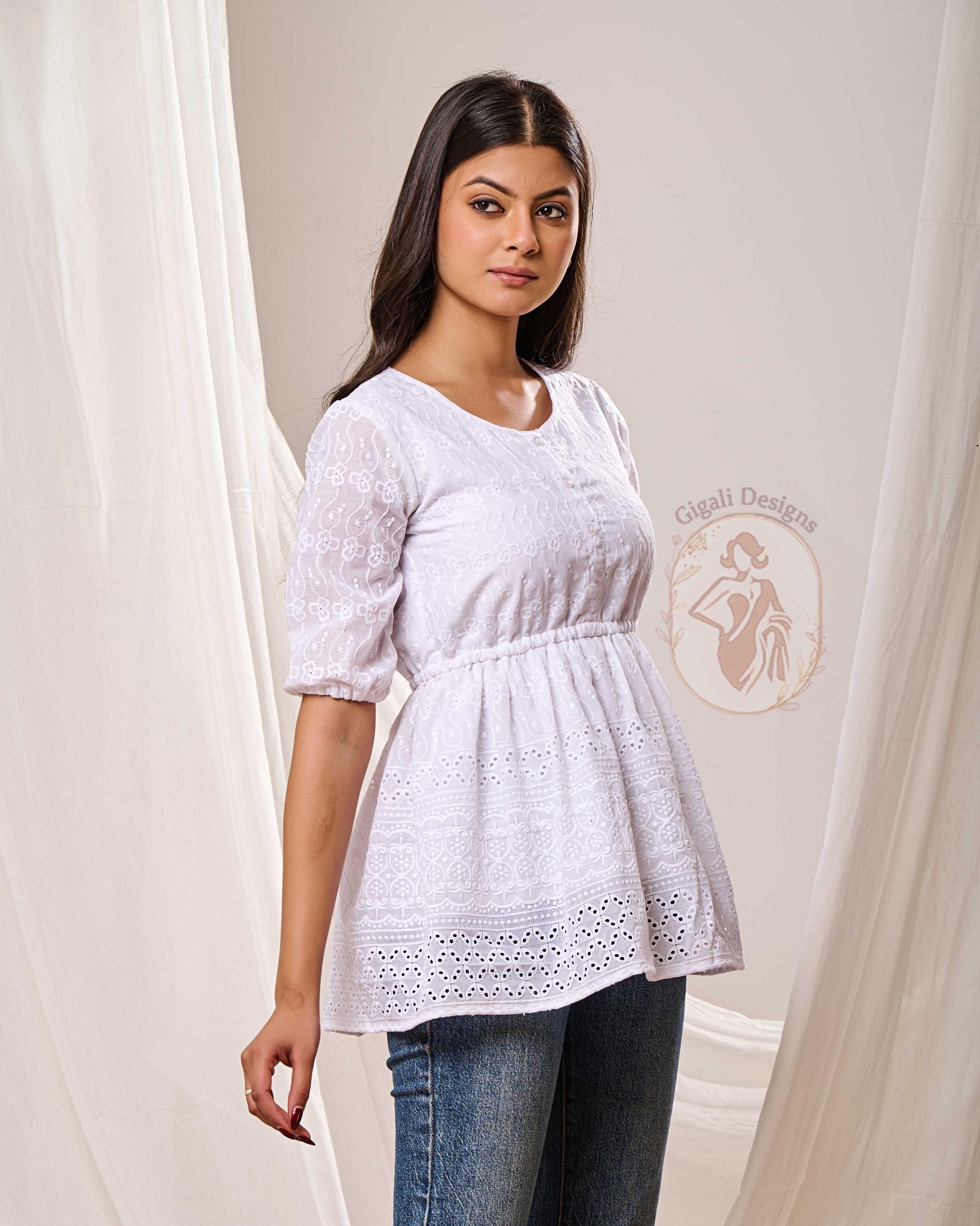Embroidered Peplum Top - Etsy