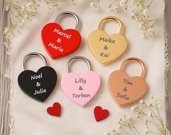 Personalized love lock engraving – heart lock with names – gift for couples, wedding, Valentine's Day, anniversary