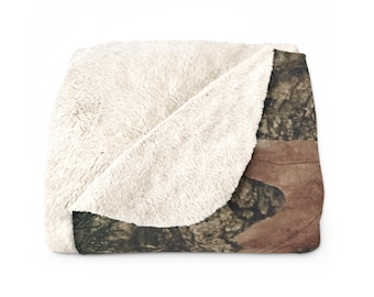 Camo Sherpa Blanket | Camouflage Fleece Throw, Cozy Rustic Cabin Blanket