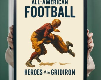 Retro American Football Poster, Vintage Football Gift for Football Lover, Classic Sports Illustration Room Wall Art