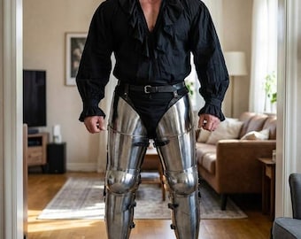Medieval Leg Armor with Sabatons | Steel Gothic Plate Legs | Knight Greaves & Cuisses | SCA LARP Combat Cosplay Armor Set