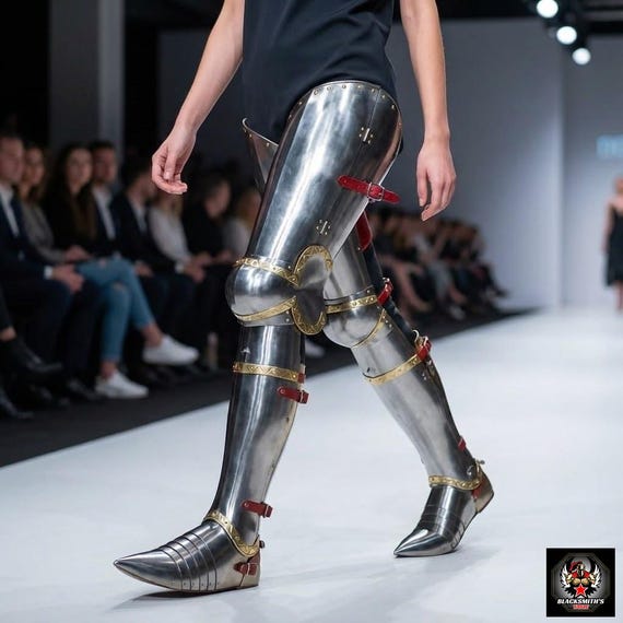 Medieval Gothic Leg Armor Set with Sabatons | 18G Steel Cuisses Poleyns and Greaves for SCA LARP Knight Reenactment Cosplay