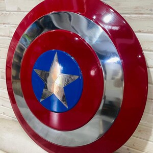 May include: A red, silver, and blue shield with a star emblem. The shield has a circular design with a red outer ring, a silver middle ring, and a blue centre with a silver star. The text "Blacksmiths Table" is visible.