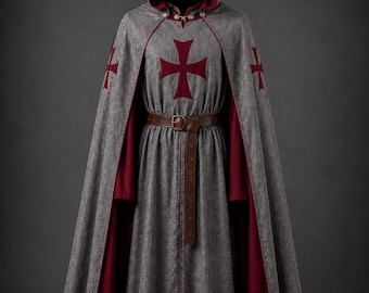 Weißer Knight Templar - Kreuzritter Umhang - Mittelalterlicher Umhang
