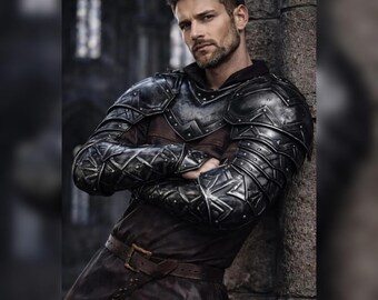 Fantasy Trandahls Schulterstücke mit Kragen - Larp Schulterschutz- Cosplay Mittelalterliche Stahl Kürass Schulterschutz
