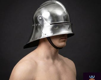 Handgemachter Deutscher Schallerhelm: Flussstahl Rüstung