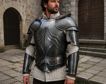 Medieval Gothic Knight Cuirass Armor | Battle Ready Dark Steel Warrior, LARP Cosplay Reenactment Costume