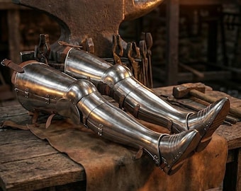 Gothic Leg Armor Set with Sabatons | 18 Gauge Steel, LARP SCA