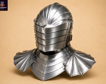 Medieval German Frog Mouth Knight Helmet 18 Gauge Steel Knight Maximilian Steel Close Helmet