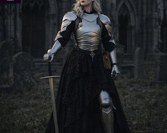Mittelalterlicher Ritter-Stahl-Ganzkörper-Lady-Rüstungsanzug- weiblich, Lady-Kettenhemd-Schultern Cosplay & Rollenspiel