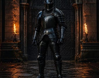 Medieval Gothic Full Suit of Armor – Black Knight Steel Plate Armor – Wearable Medieval Knight Costume –LARP Armor Renaissance Display Armor