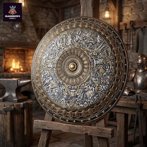 Cellini Shield Replica | 30 Inch Renaissance Parade Shield, Decorative Wall Art