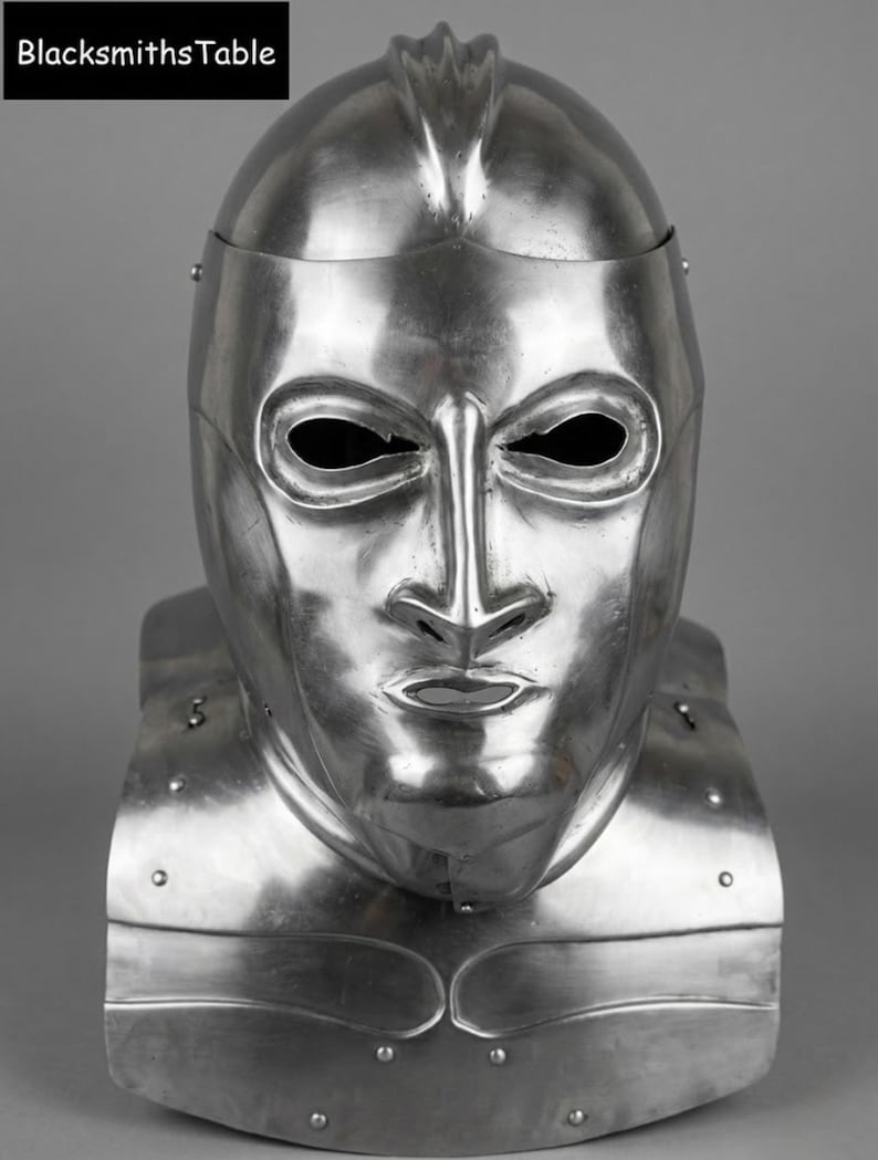 Mittelalterlicher Vollhelm aus Stahl für Display oder Cosplay Bild 6