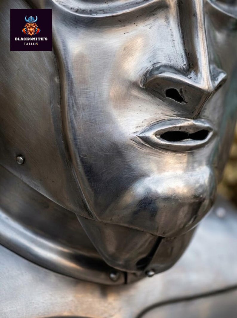 Mittelalterlicher Vollhelm aus Stahl für Display oder Cosplay Bild 7