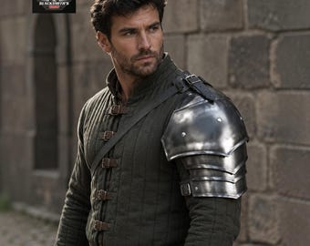 Medieval Single Shoulder Armor, Steel Knight Pauldron, Warrior Arm Guard, LARP Renaissance Cosplay, Viking Fantasy Costume Gear