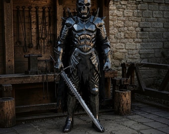 Dark Fantasy Skull Knight Rüstungs-Set - Ganzkörper Mittelalter Stahl Cosplay Kostüm