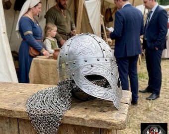 Handgeätzter Wikinger Gjermundbu Helm | Nordische Larp Rüstung