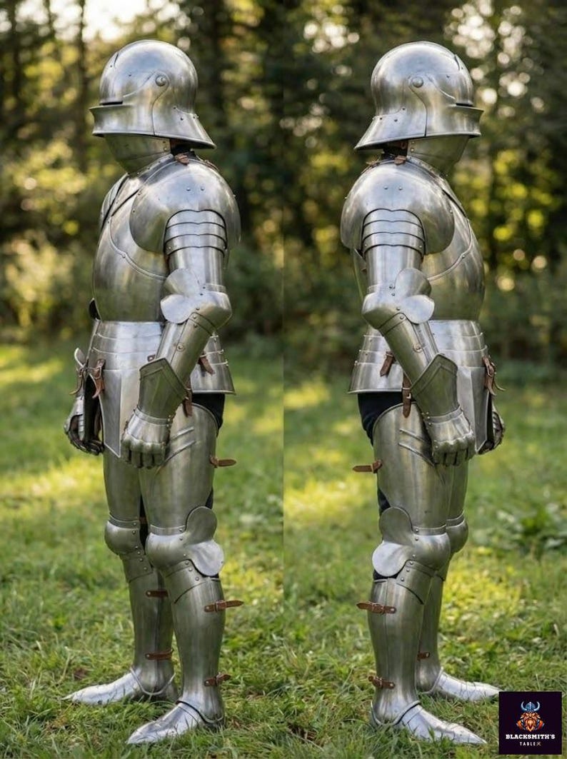 Medieval Gothic Full Plate Armor Suit | Steel Knight Costume for LARP ...