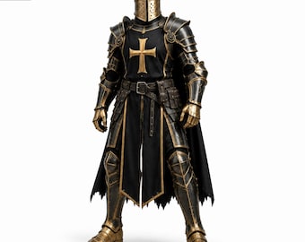 Der güldene Wächter | Dark Fantasy Ritter Rüstung Anzug | Schwarz Gold Rüstung | Gothic Paladin Cosplay Kostüm