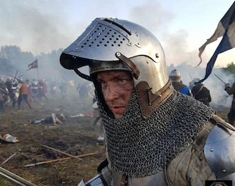 14th Century Roa Beckenhaube | 18 Gauge Stahl, Kettenbrünne