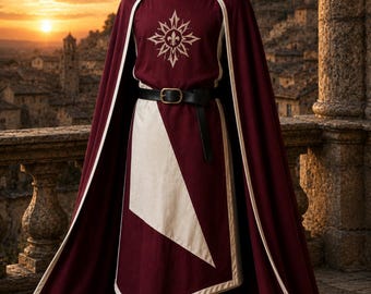 Templar Tunic Crusader Tunic Medieval Tunic Knight Cosplay LARP Costume Gothic Tabard Renaissance Fair Outfit for Men Women