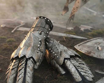 Black Steel Gothic Knight Gauntlets | Articulated Medieval Armor Gloves | Fantasy LARP & Cosplay Hand Protection
