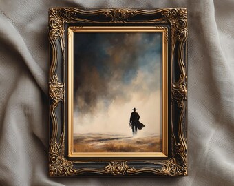 Vintage Western Cowboy Desert Print, Dramatic Landscape (Digital)