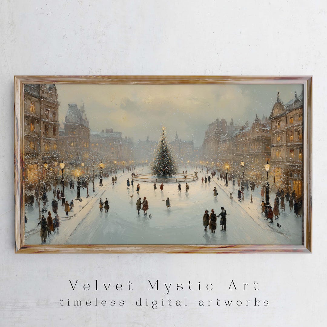 Victorian Christmas Ice Rink Art | Samsung Frame TV, Winter Village ...