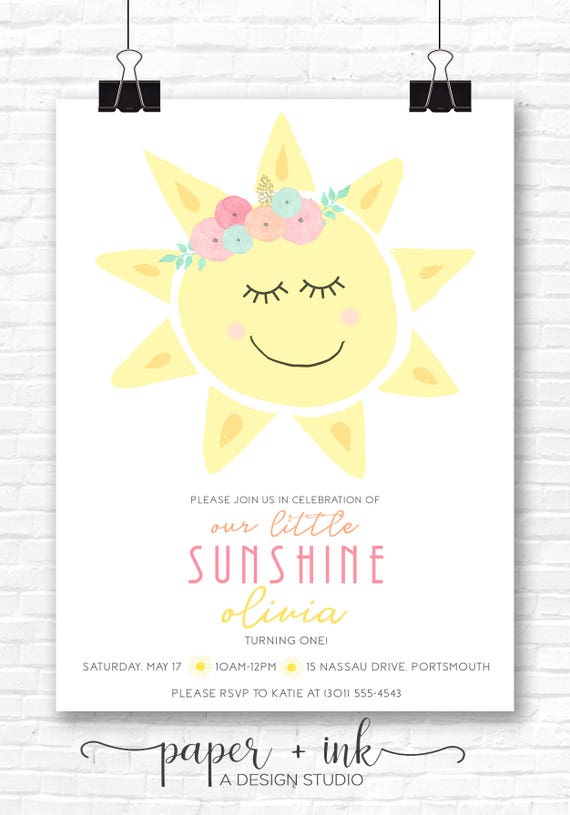 You Are My Sunshine Invitation By Little Laws Prints Catch My Party