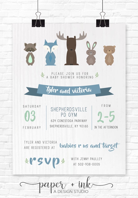 Woodlands Baby Shower Invitation Etsy