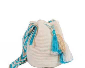 Ivory & turquoise boho artisan purse