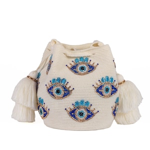 Evil eye beaded boho artisan purse