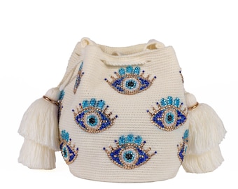 Evil eye beaded boho artisan purse