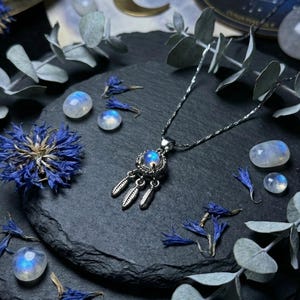 Real Blue Morpho Butterfly Necklace, Sterling Silver Dreamcatcher Pendant, Boho Feather Charm, Spiritual Protection Amulet, Good Luck Gift