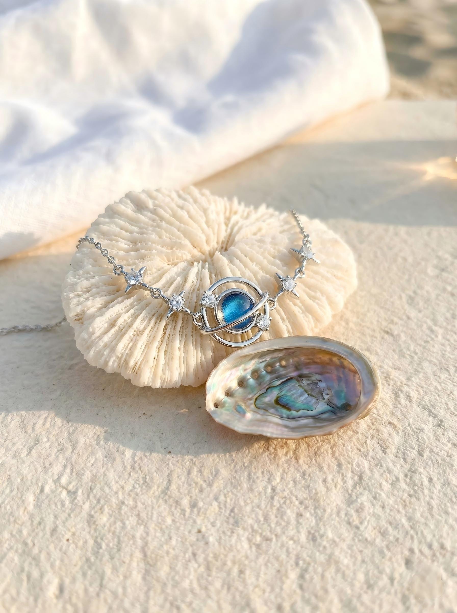 Real Blue Morpho Butterfly Bracelet, Sterling Silver Planet Saturn 