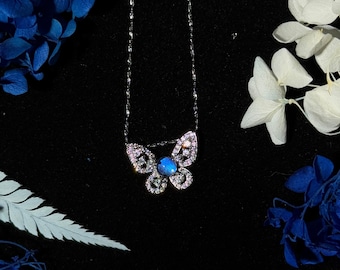 Luxury Handcrafted Blue Morpho Butterfly Wing Necklace | Adjustable Chain | Nature-Inspired Iridescent Butterfly Pendant