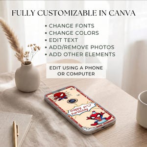 Kryssningsdörrbanderoll | Kryssningsdekor | Personlig kryssningsdörrdekor | Canva-mall | Spiderman | Födelsedag | Redigerbar mall bild 4