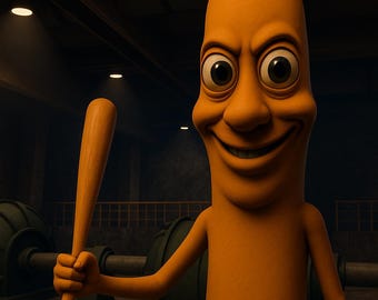 Orange Bat Creature Wrapping Paper – Tung Style Cartoon Mascot | Funny Viral Gift Wrap (Digital Download)