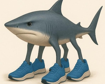 TikTok Meme Wrapping Paper | Sneaker Shark Walker (Inspired Tralalero Tralala Meme Character) | Funny Viral Gift Wrap for Friends