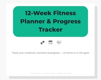 12-Week Fitness Planner | Workout Logbook, Gym Tracker, Digital Download