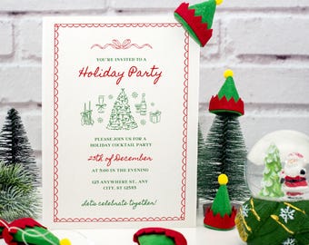 Elegant Christmas Party Invitation Template (Digital Download)