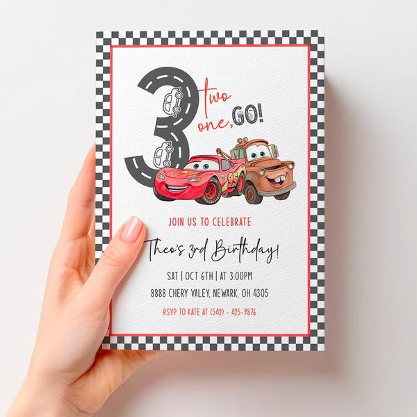 Invitation rayo mcqueen - Etsy México