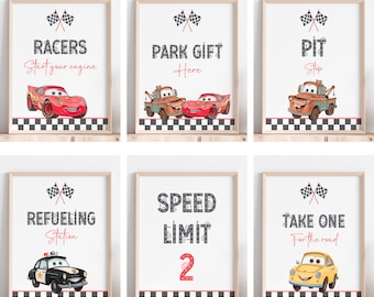 Editable Cars Birthday Party Signs, Lightning McQueen Decor (Digital Download)